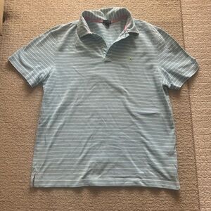 Lilly Pulitzer Via Palm Beach Mens Blue Stripped Short Sleeve Polo Size Large